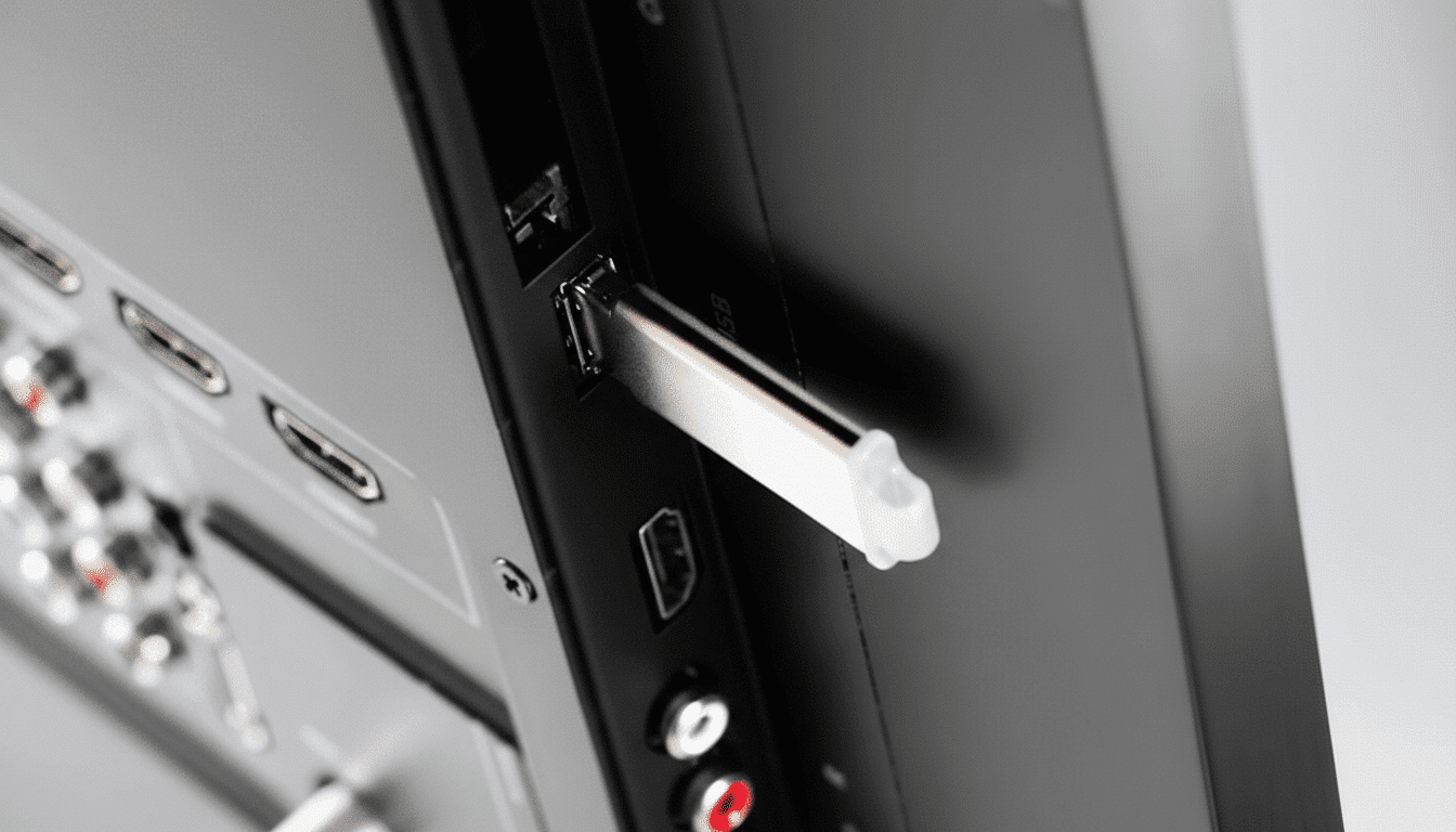 TV USB ports with flash drive connected, showing four hidden benefits