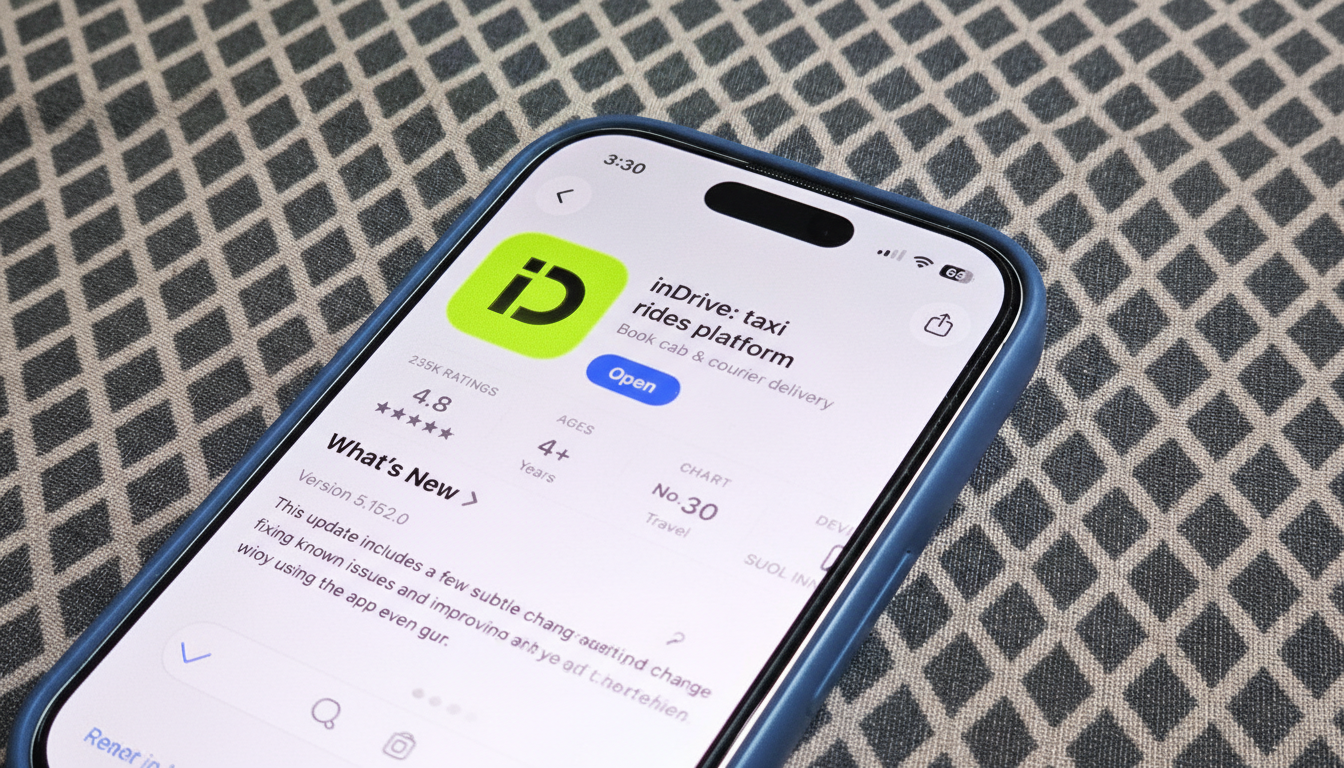 inDrive app with ad banners and grocery delivery icons signaling expansion