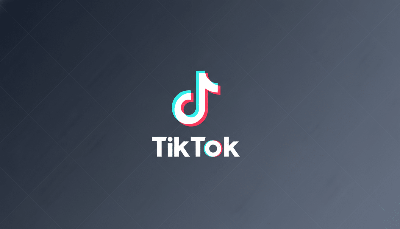 The TikTok logo, featuring a stylized musical note in white with cyan and red outlines, centered on a professional dark gray background with a subtle gradient.