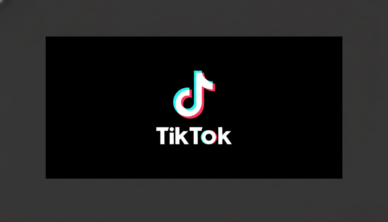 The TikTok logo, featuring a white musical note icon with cyan and magenta shadows, and the word TikTok in white text, all centered on a black background, resized to a 16:9 aspect ratio with a dark gray border.
