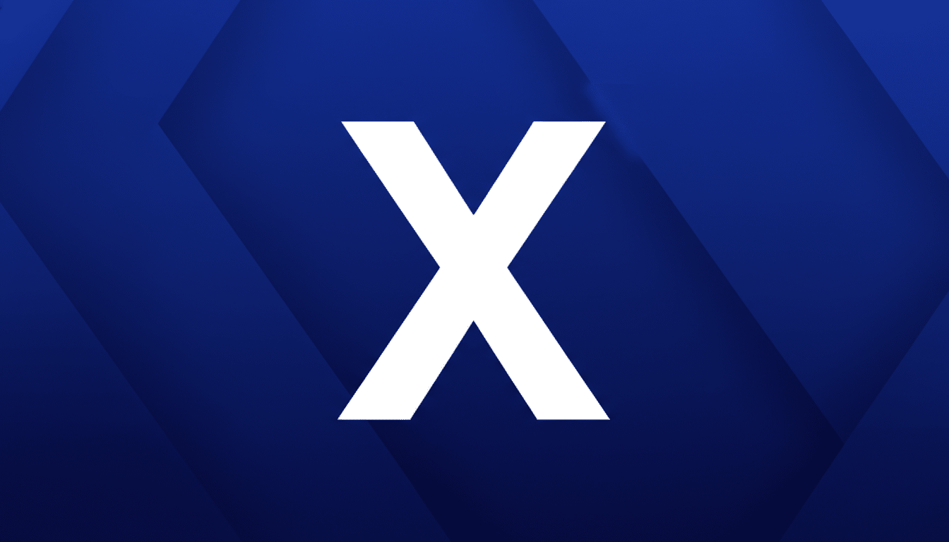 A white letter X on a dark blue background with subtle geometric patterns and a soft shadow effect, presented in a 16:9 aspect ratio.