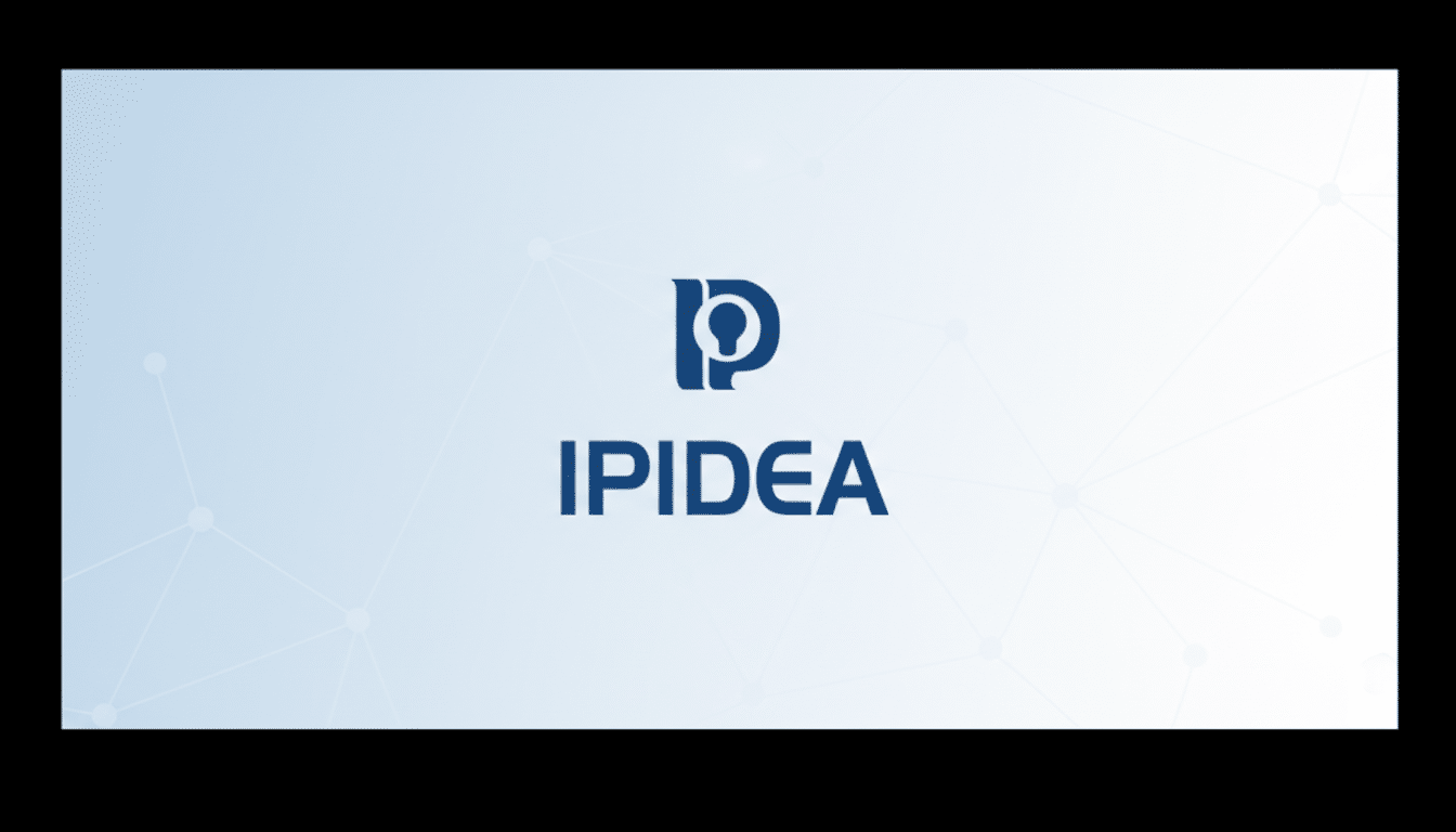 The IPIDEA logo, featuring a stylized blue P with a keyhole cutout above the word IPIDEA in blue text, presented on a light blue gradient background with subtle geometric patterns, resized to a 16:9 aspect ratio.