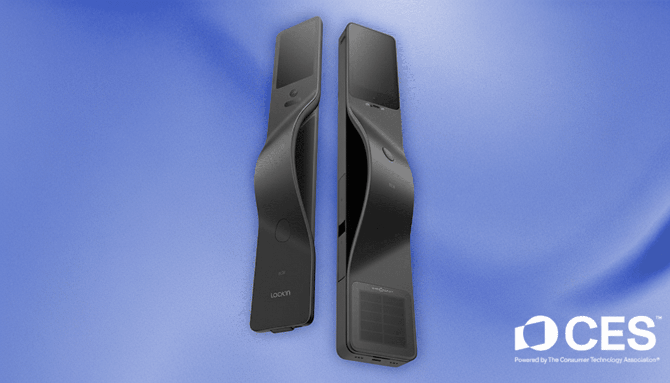 Lockin smart lock on a door, designed to never need recharging