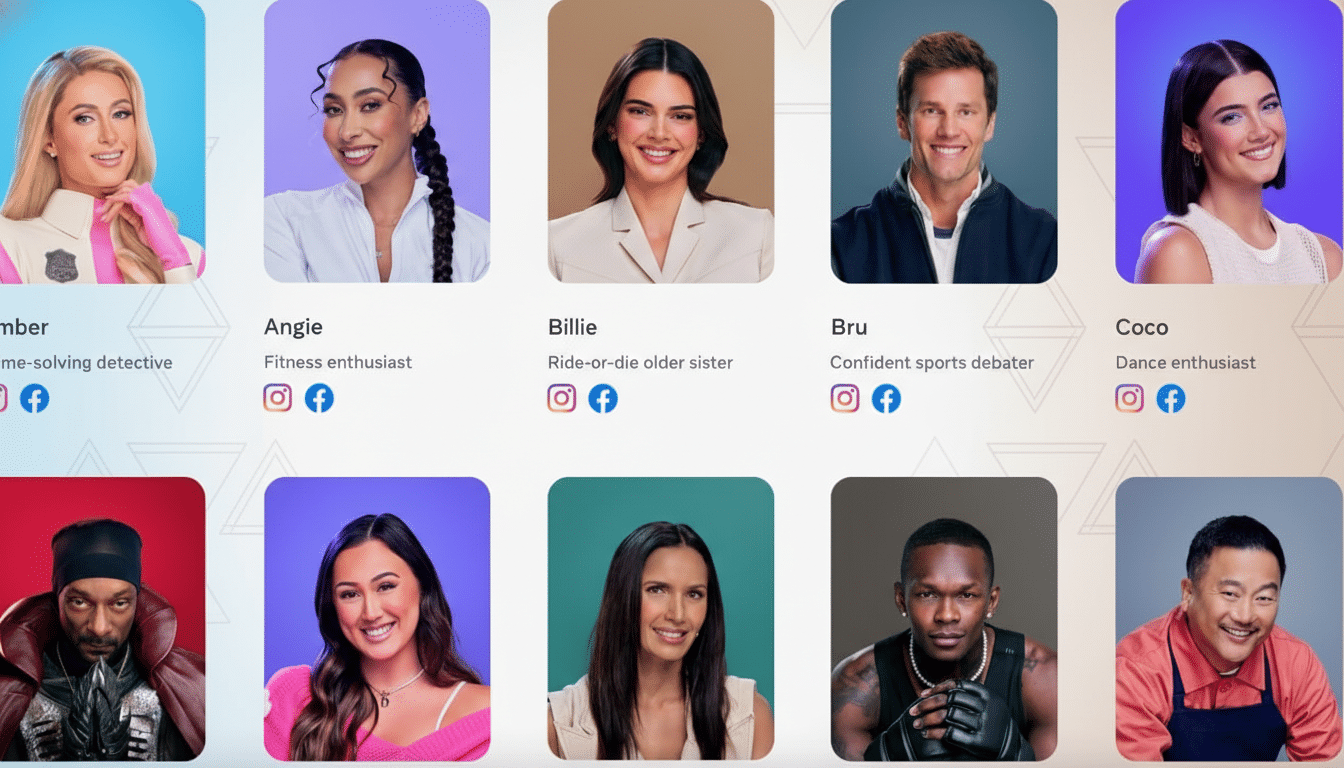 A grid of celebrity profile pictures, each with a name and a short description below.