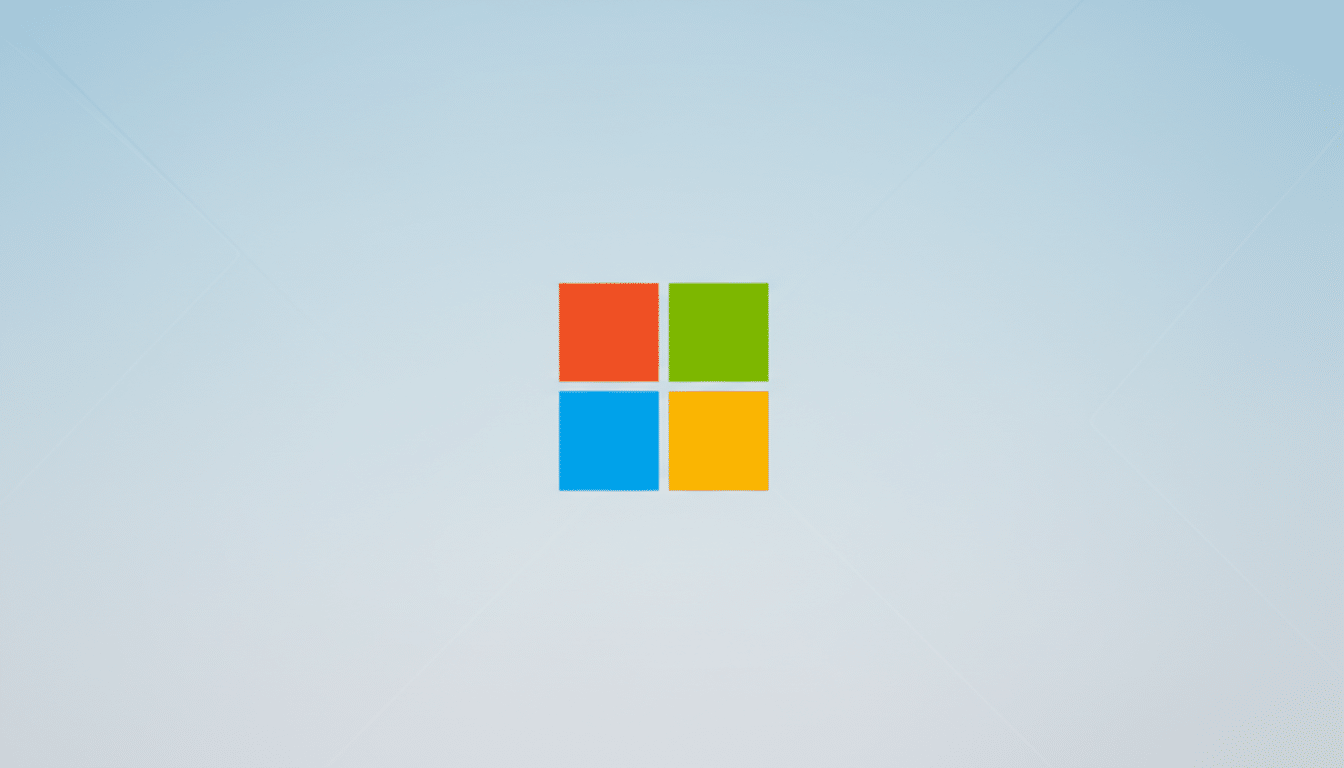 The Microsoft logo, consisting of four colored squares (red, green, blue, and yellow), centered on a light blue gradient background.