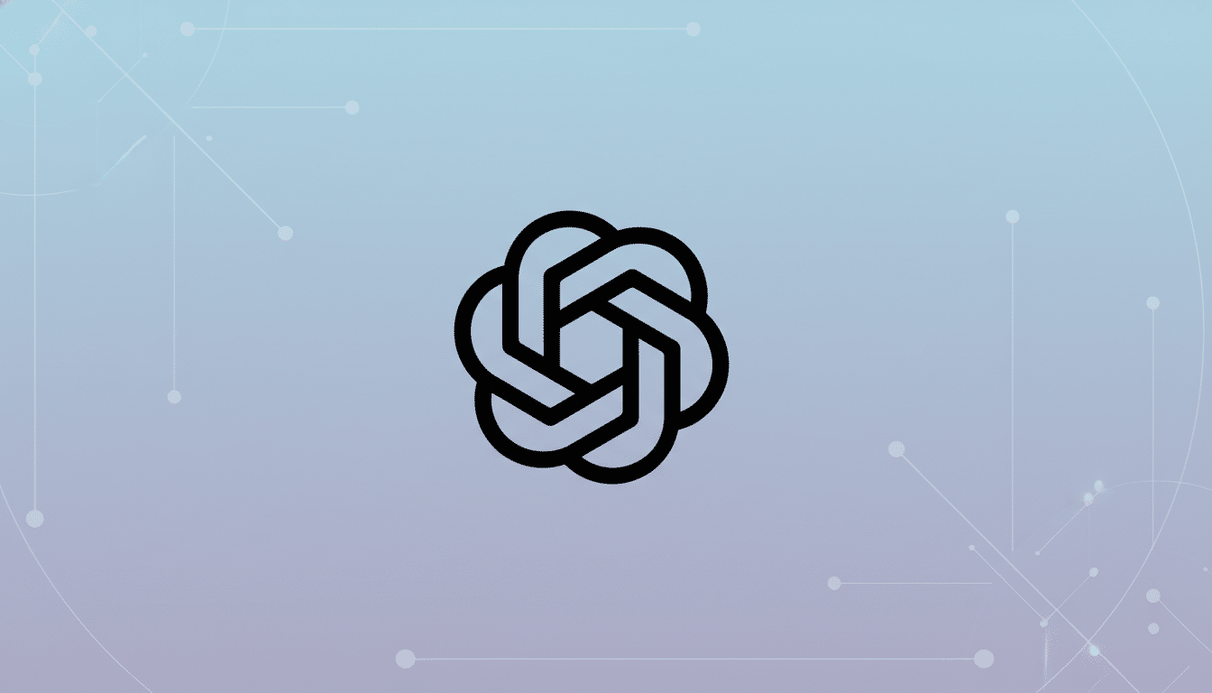 A black, stylized knot-like logo with six interconnected loops forming a central hexagon, set against a professional flat design background with soft blue and purple gradients and subtle geometric patterns.