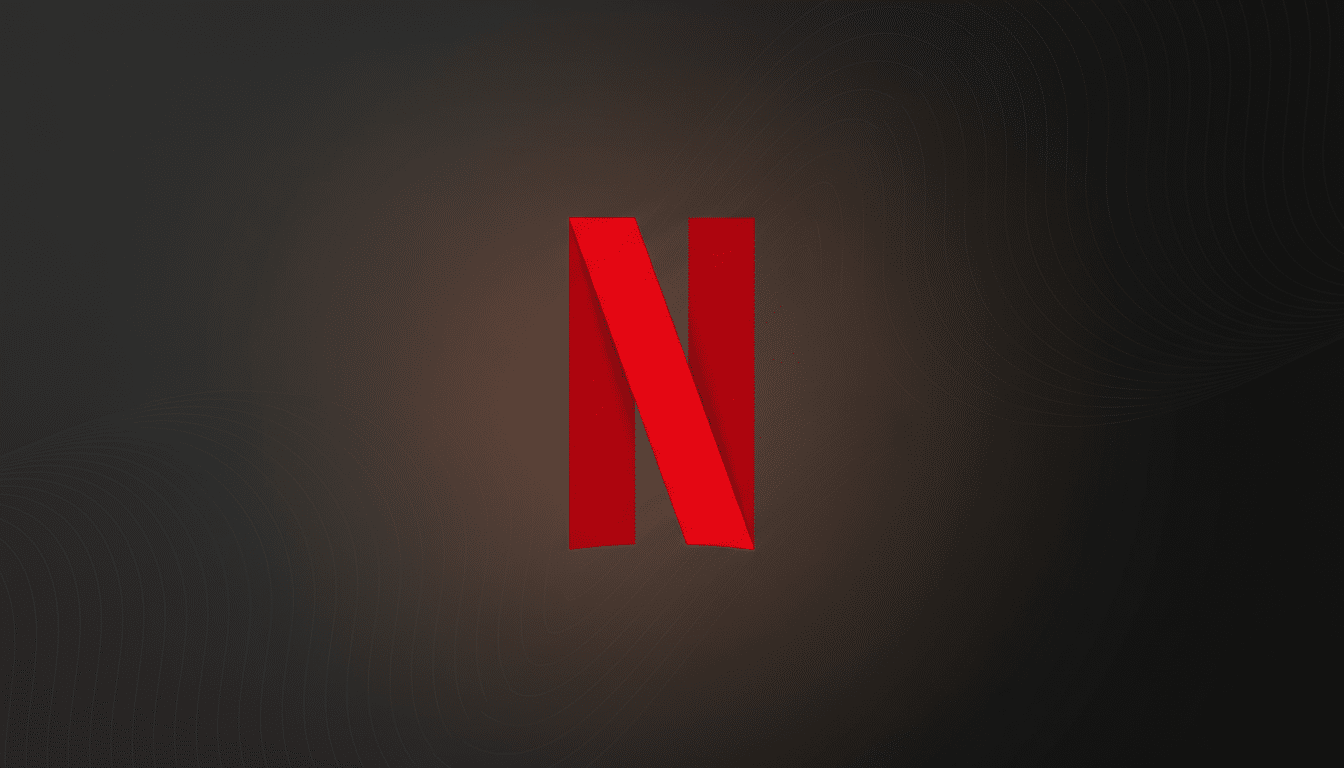 The Netflix N logo, a red ribbon-like letter, centered on a dark gray background with subtle, wavy patterns.