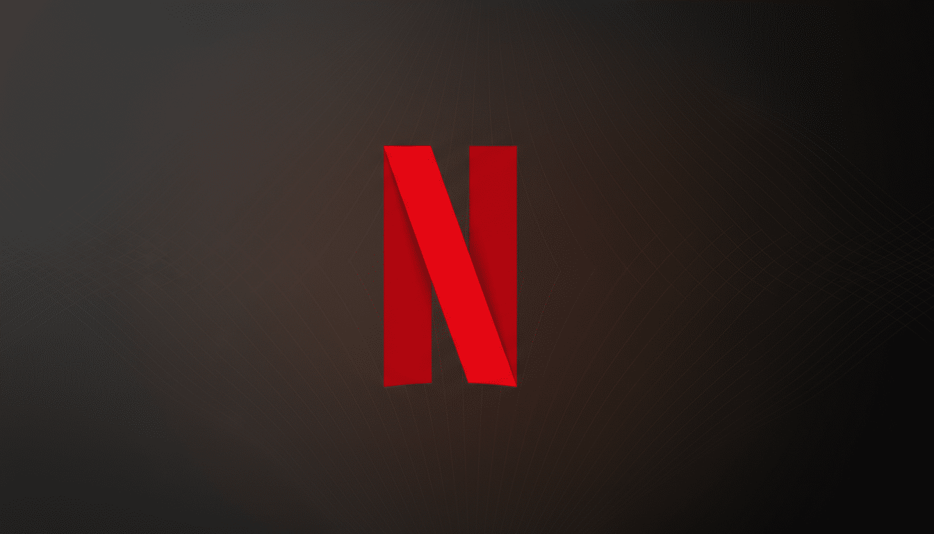 The Netflix N logo, a red ribbon-like letter, centered on a dark gray background with subtle, soft patterns.
