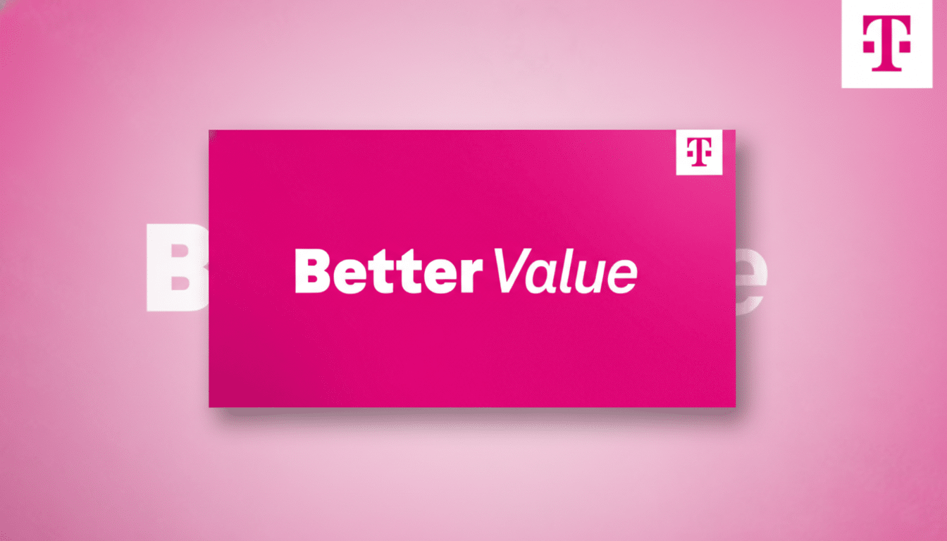 A 16:9 aspect ratio image with a pink background, featuring the text Better Value in white in the center. The T-Mobile logo is in the top right corner.