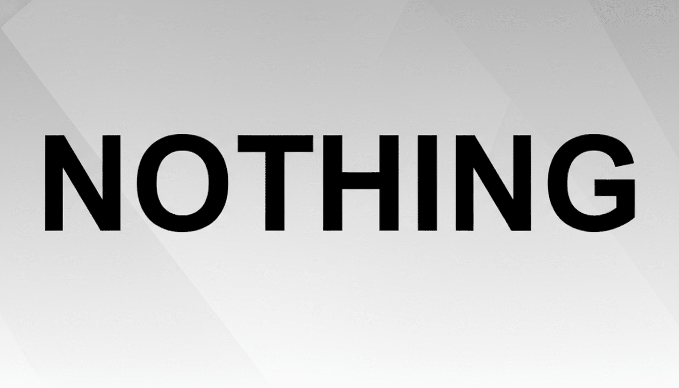 The word NOTHING in bold black letters on a professional flat design background with soft gray gradients and subtle geometric patterns.