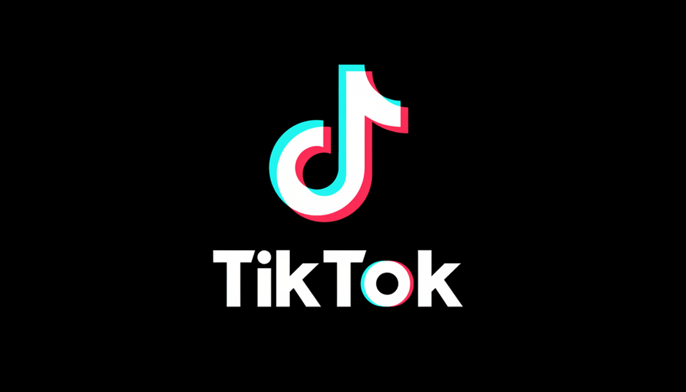 The TikTok logo, featuring a stylized musical note in white with cyan and magenta shadows, and the word TikTok in white text below it, all on a black background.
