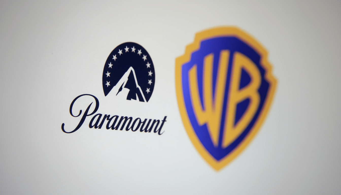 The Paramount Pictures logo and the Warner Bros. Entertainment logo are displayed side-by-side on a white background.