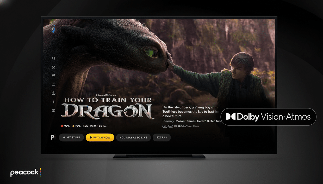 A television screen displaying the movie How to Train Your Dragon with a 16:9 aspect ratio.