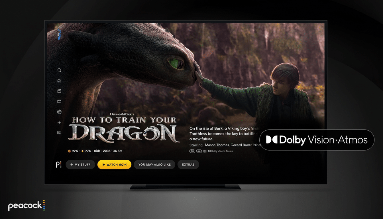A television screen displaying the movie How to Train Your Dragon with a 16:9 aspect ratio, enhanced professionally.