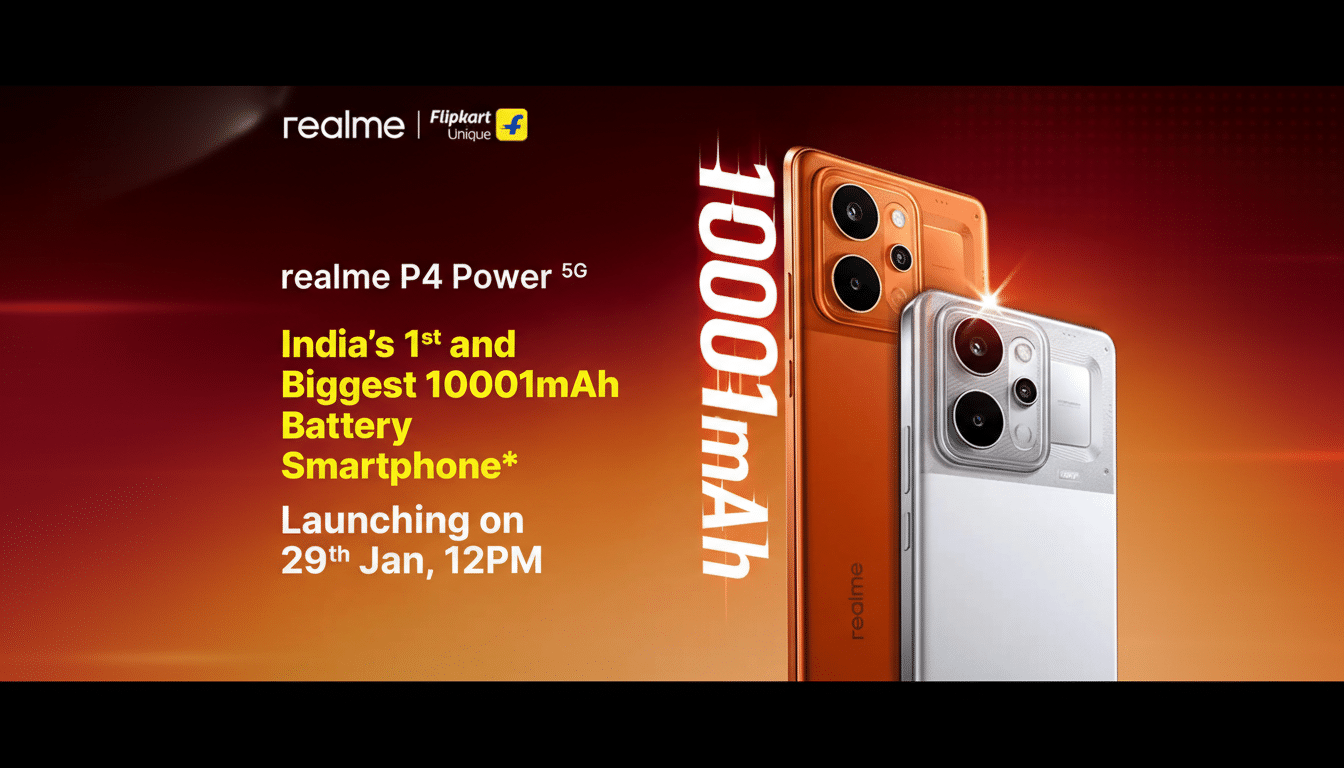 Realme P4 Power 5G smartphone debut highlighting 10,001mAh battery