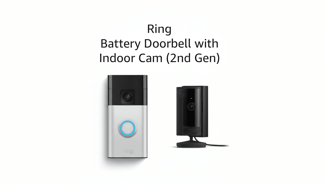 A Ring Battery Doorbell (2nd Gen) and an Indoor Cam (2nd Gen) are displayed side-by-side on a white background.