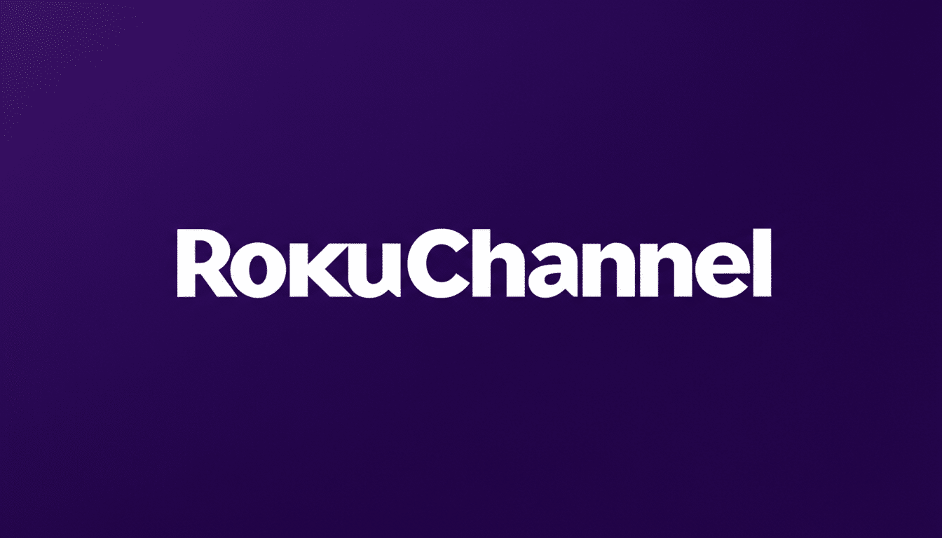 The Roku Channel logo in white text on a purple background, resized to a 16:9 aspect ratio.