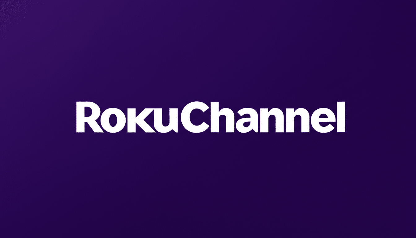 The Roku Channel logo in white text on a purple background, resized to a 16:9 aspect ratio.