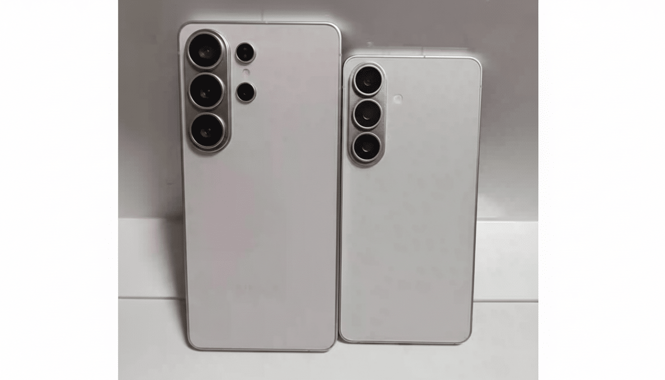 Two white smartphones, one larger than the other, are shown side-by-side against a light background.
