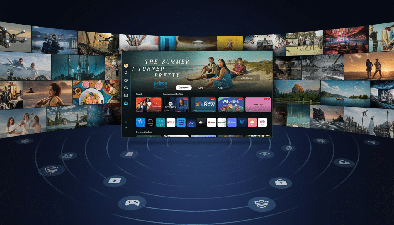 Pametni TV koji prikazuje razne usluge strujanja.