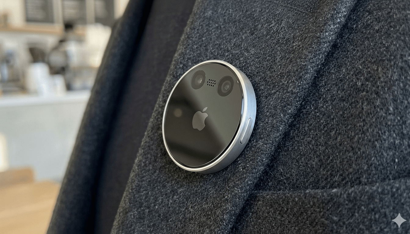 Apple AI Pin wearable concept and Siri chatbot interface for on-the-go assistance