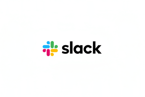 The Slack logo, featuring a colorful hashtag icon to the left of the word slack in black lowercase letters, presented on a clean white background with a 16:9 aspect ratio.