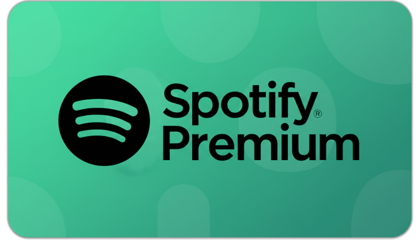 The Spotify Premium logo on a green background with subtle circular patterns.