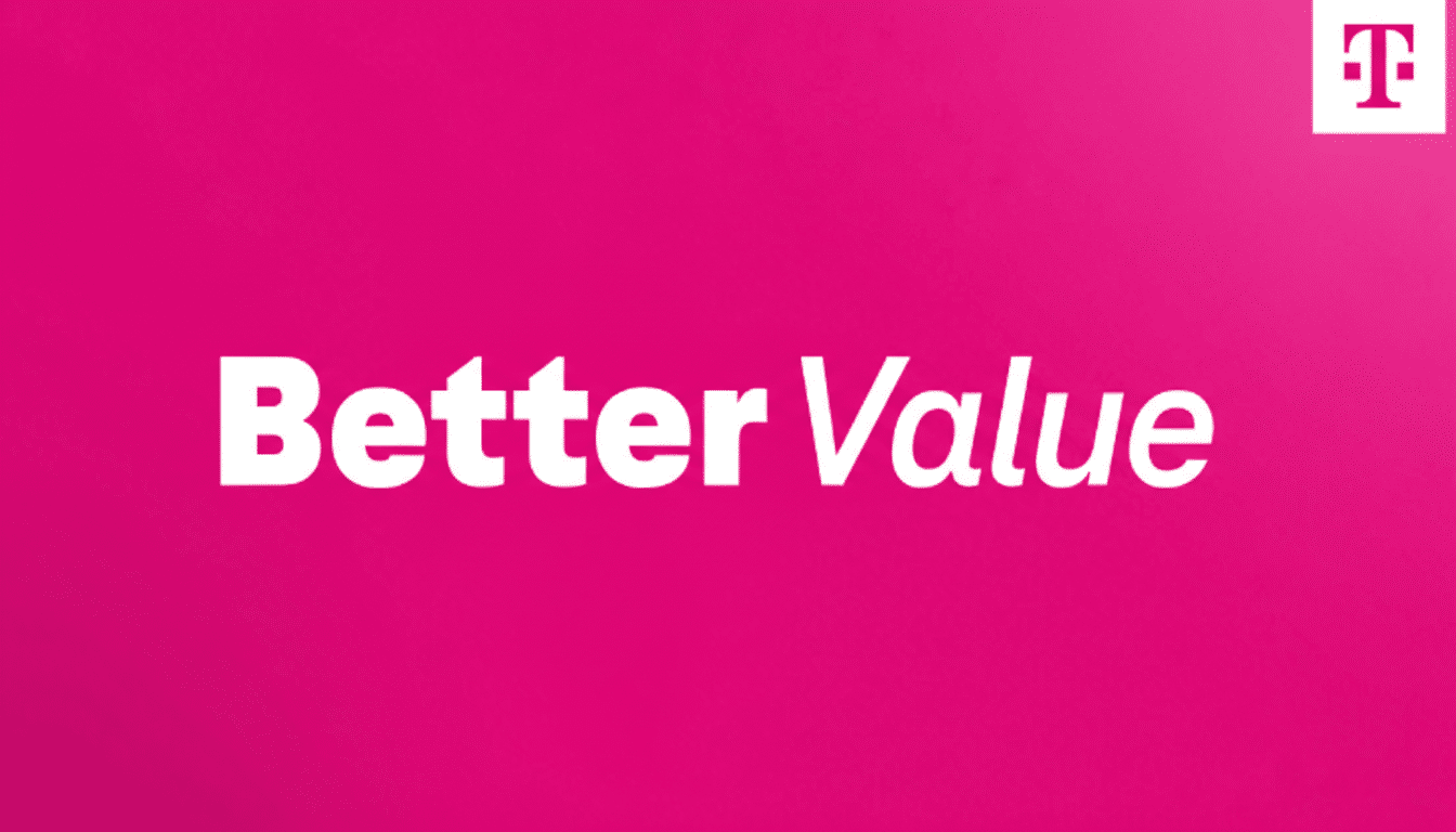 The image displays the text Better Value in white, bold letters against a vibrant magenta background. In the top right corner, the T-Mobile logo, a magenta T on a white square, is visible. The image has been resized to a 16:9 aspect ratio.