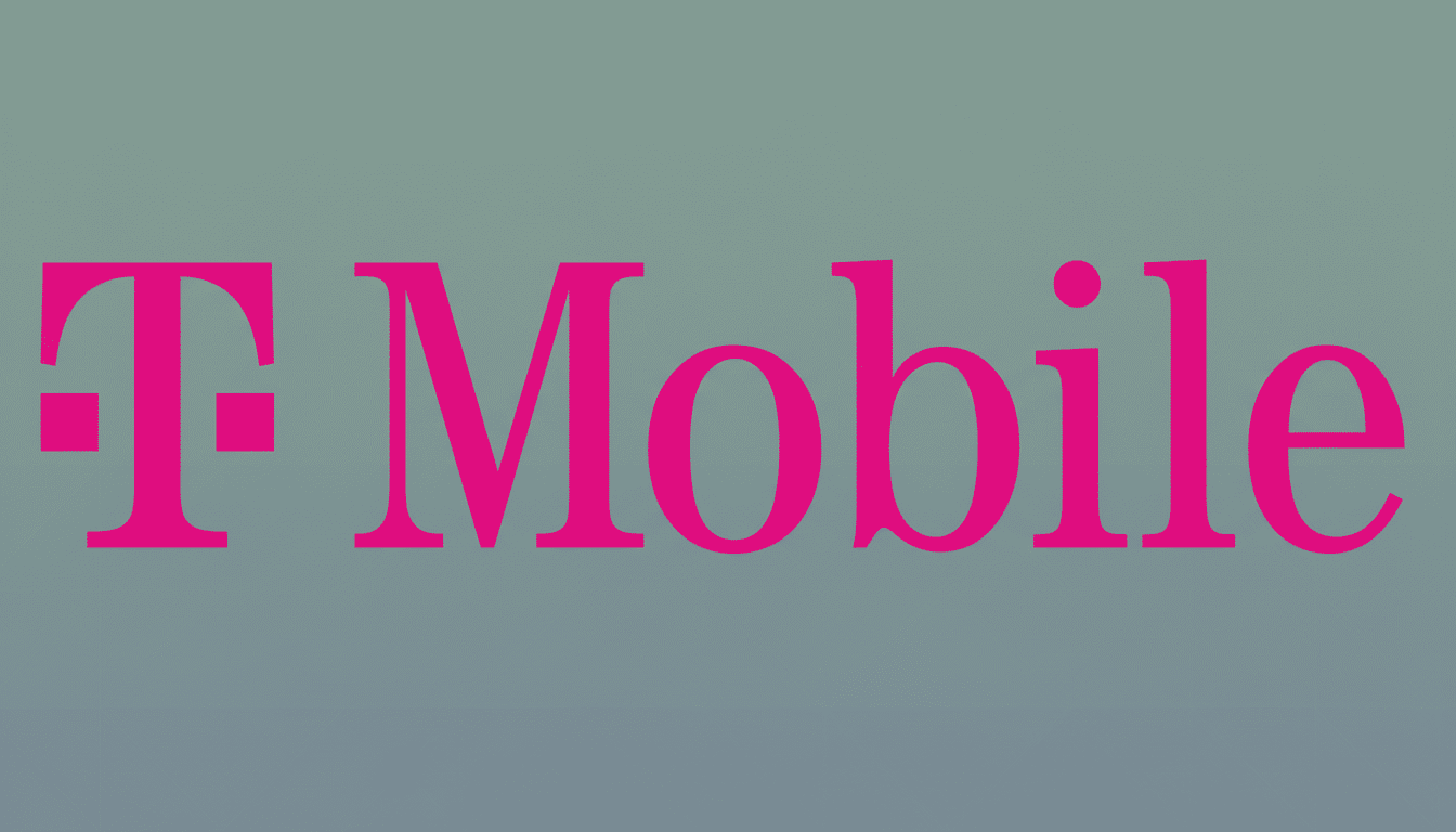 The T-Mobile logo in bright pink against a professional flat design background with a soft gradient.