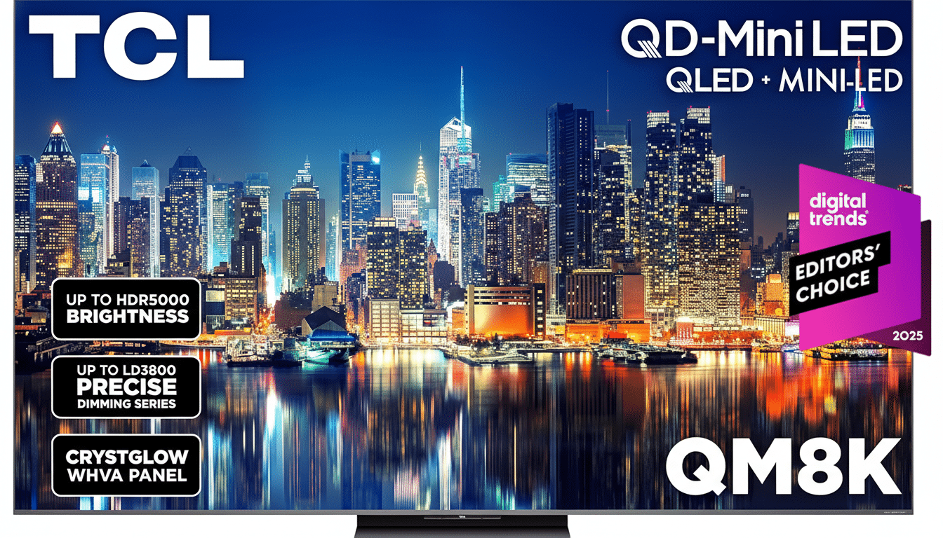 TCL TV screen displaying Android 14 update for select models