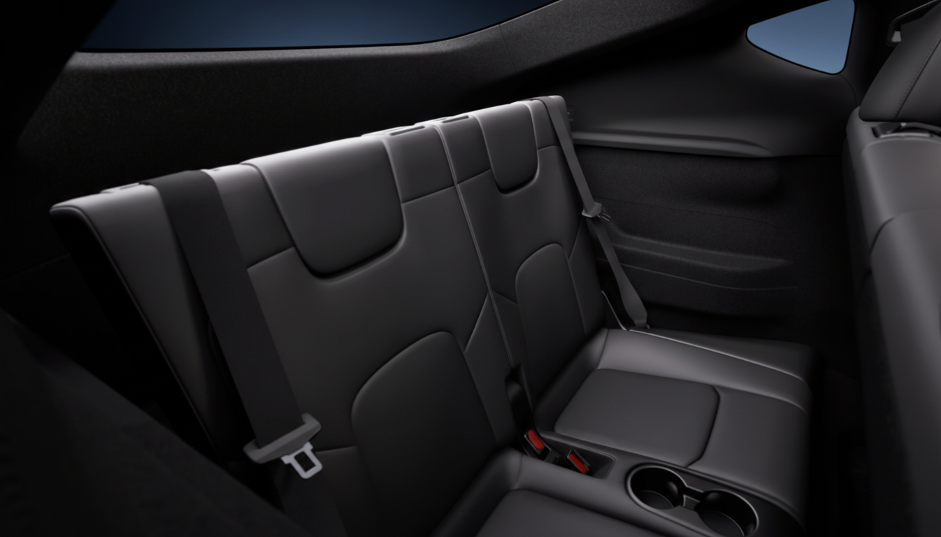 A professional, enhanced image of the back seats of a car, resized to a 16:9 aspect ratio, maintaining the original background.