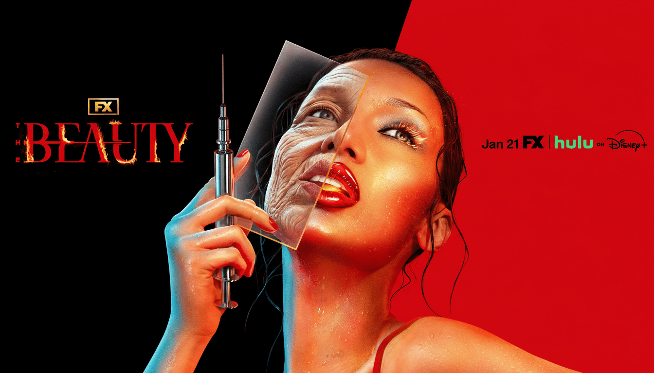 The Beauty premiere illustration, vibrant chaos hinting at gorgeous unhinged mayhem