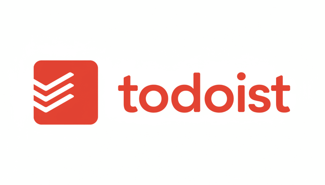 The Todoist logo, featuring a red square icon with three white checkmarks and the word todoist in red text, presented on a white background.