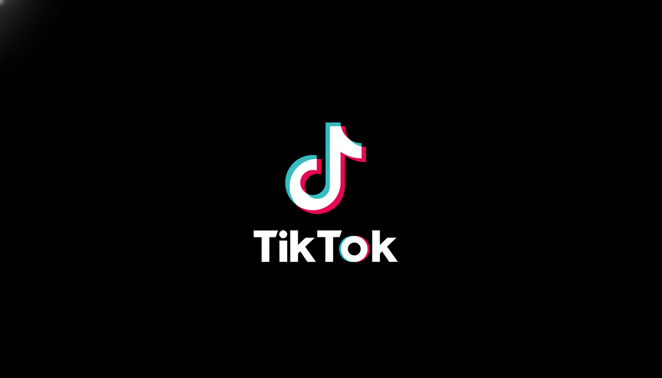 The TikTok logo, featuring a white musical note with cyan and magenta shadows, and the word TikTok in white, all on a black background, resized to a 16:9 aspect ratio.