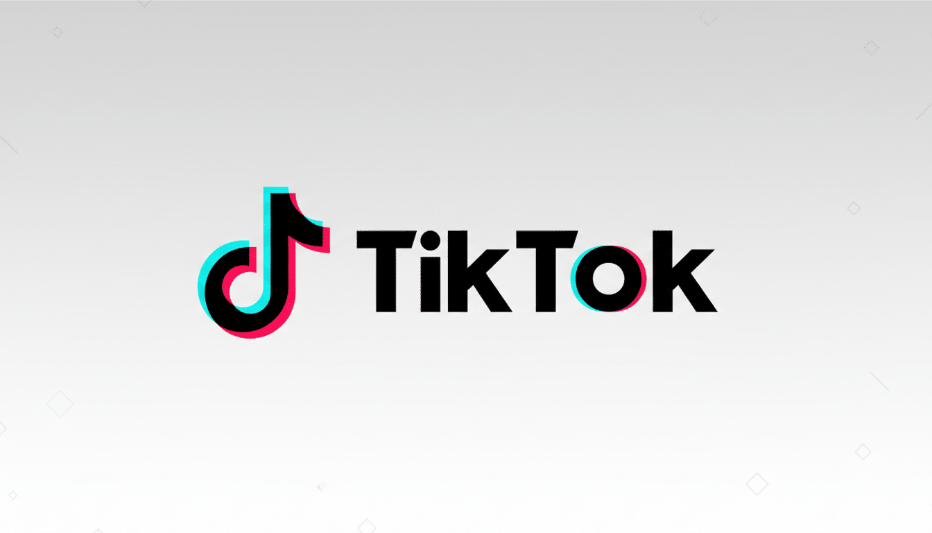 The TikTok logo on a professional light gray background with subtle geometric patterns.