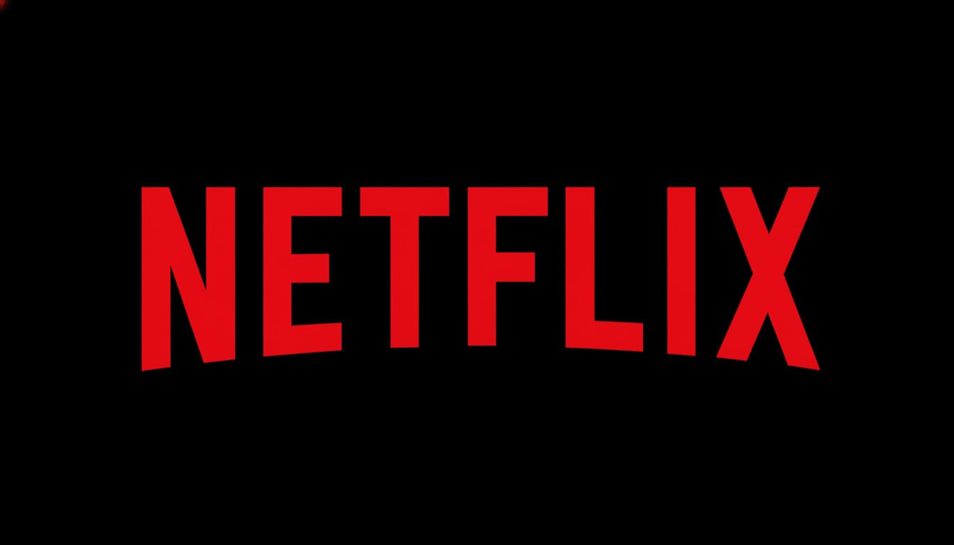 The Netflix logo, featuring the word NETFLIX in bold red letters with a slight upward curve, set against a solid black background.