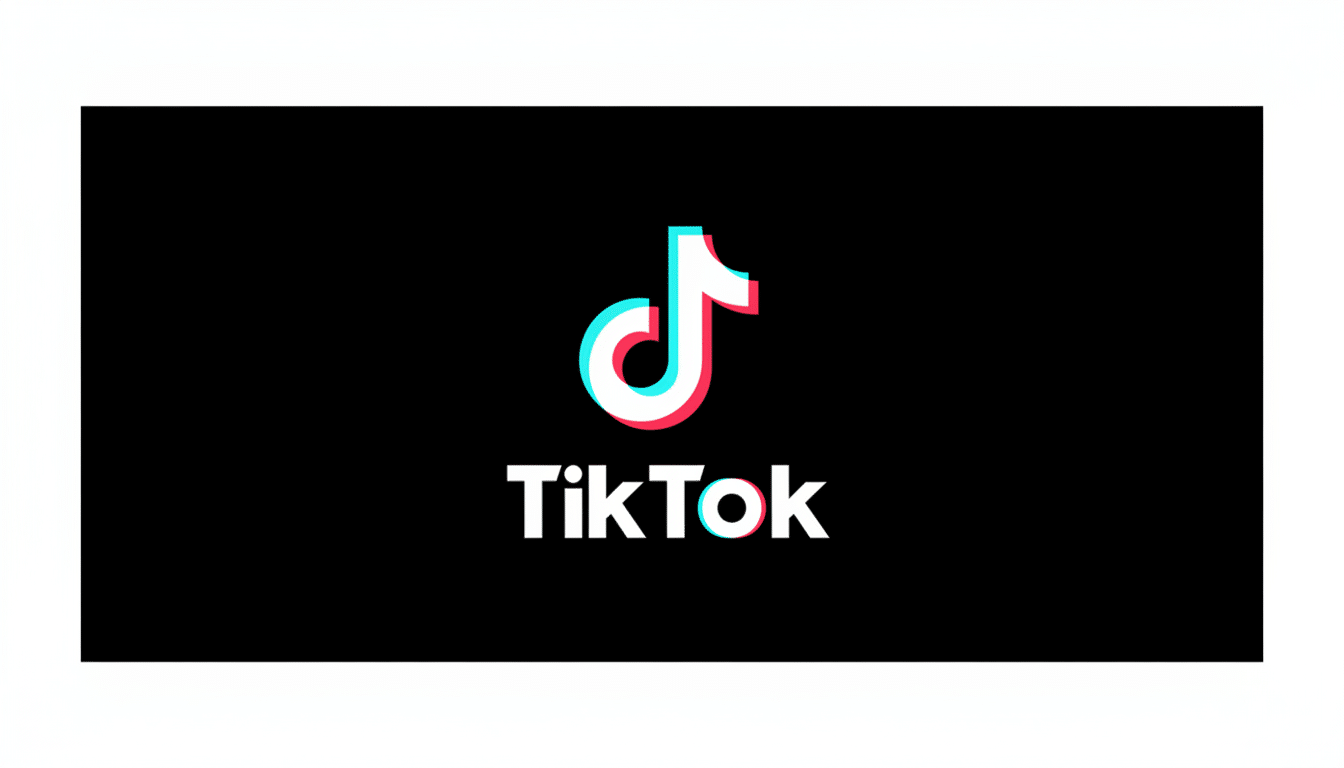 The TikTok logo, featuring a stylized musical note in white with cyan and red shadows, and the word TikTok in white text below it, all on a black background, resized to a 16:9 aspect ratio.