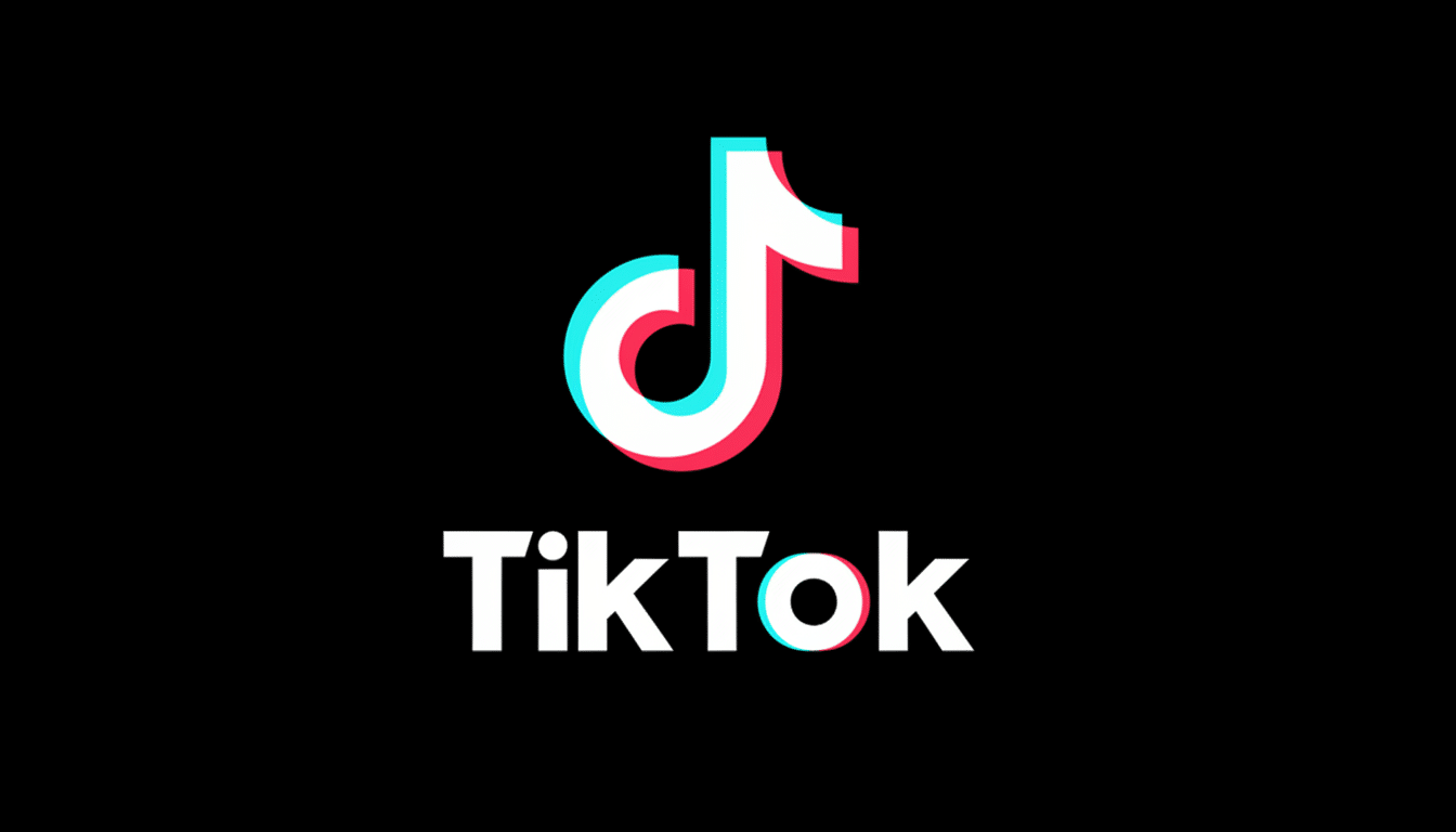 The TikTok logo, featuring a white musical note icon with cyan and red shadows, and the word TikTok in white text, all against a black background.