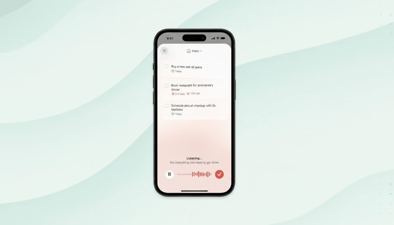 Todoist AI voice task creation on smartphone with microphone icon