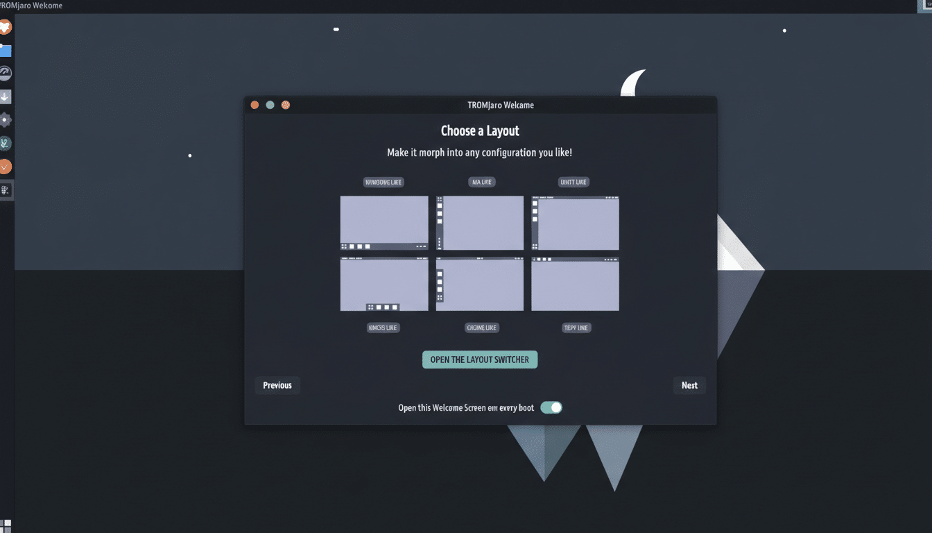 Tromjaro trade-free Linux desktop with Mac-like dock and polished UI