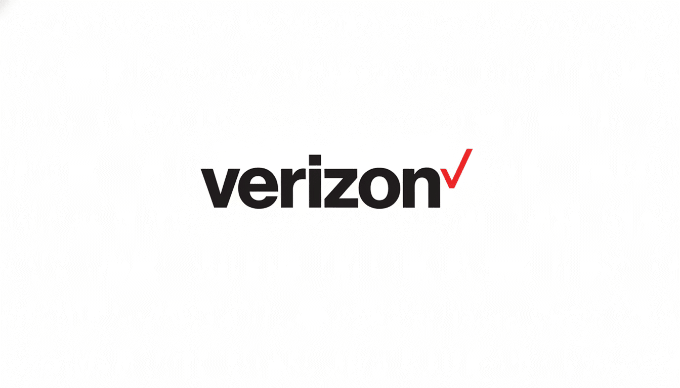 The Verizon logo, featuring the word verizon in black lowercase letters with a red checkmark at the end, presented on a clean white background with a 16:9 aspect ratio.