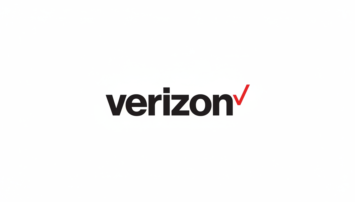 The Verizon logo, featuring the word verizon in black lowercase letters with a red checkmark at the end, presented on a clean white background with a 16:9 aspect ratio.