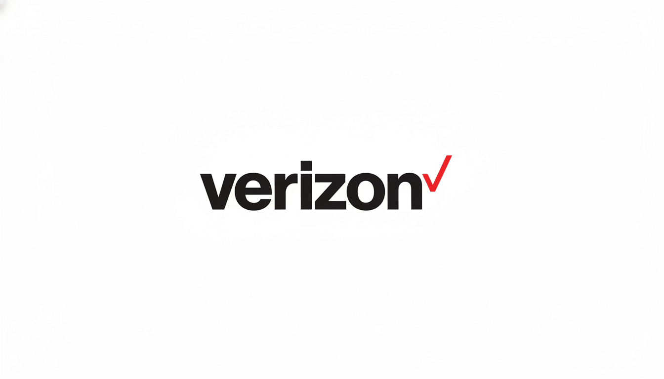 The Verizon logo, featuring the word verizon in black lowercase letters with a red checkmark at the end, presented on a clean white background with a 16:9 aspect ratio.