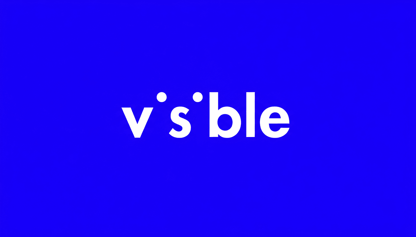 The word vsble in white text on a solid blue background, resized to a 16:9 aspect ratio.