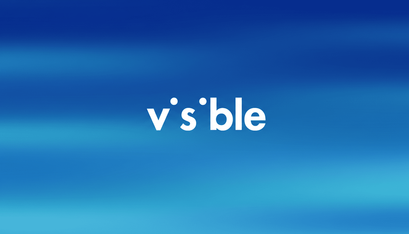 The Visible logo, featuring the word visible in white lowercase letters with a dot over the i and an apostrophe before the s, centered on a professional blue gradient background.