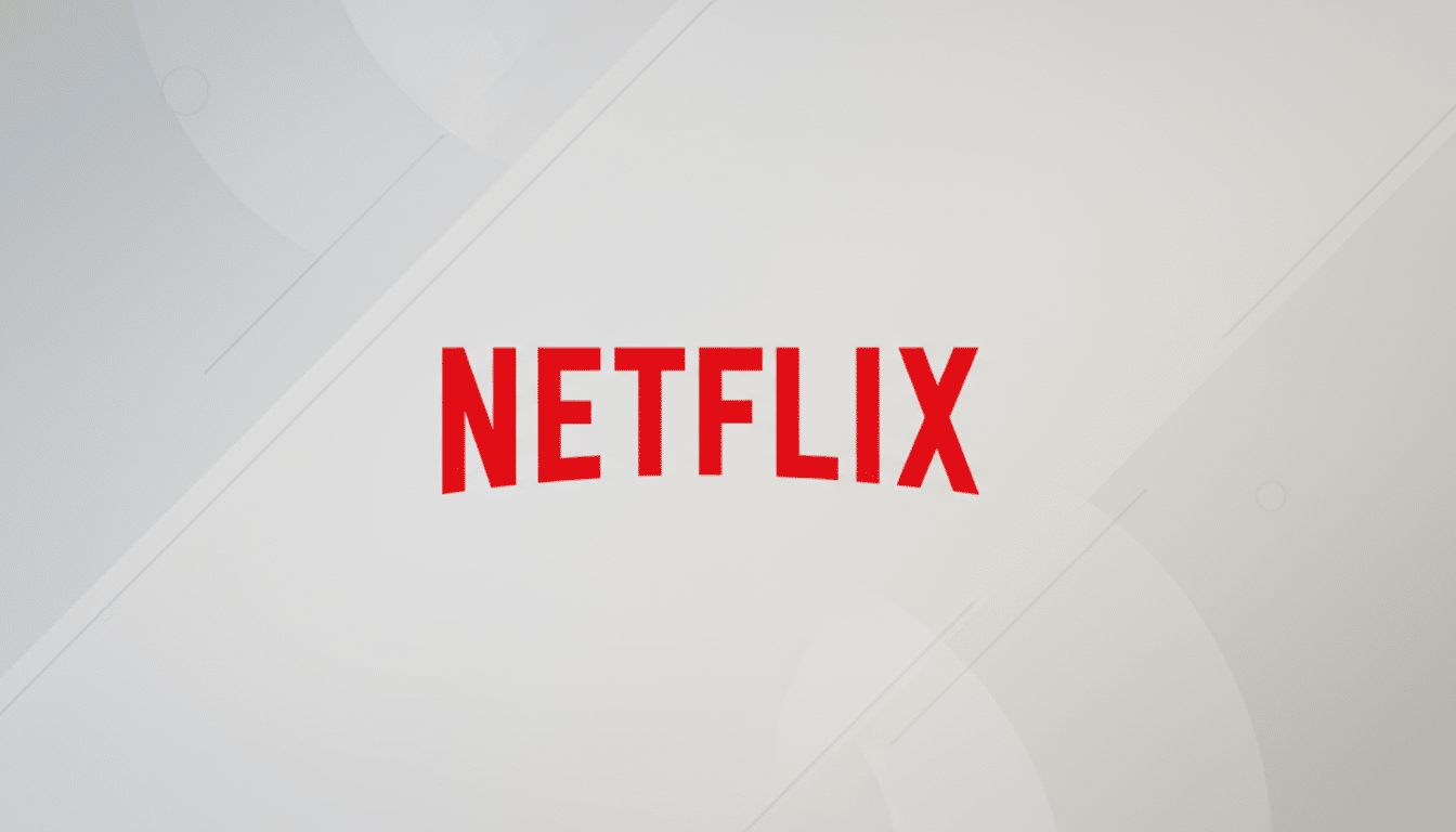 The Netflix logo in red text on a light gray background with subtle geometric patterns.