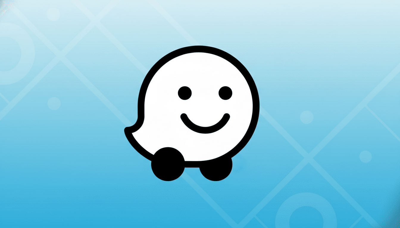 A white, ghost-like icon with a smiling face and two black wheels at the bottom, set against a professional 16:9 aspect ratio background with a soft blue gradient and subtle geometric patterns.