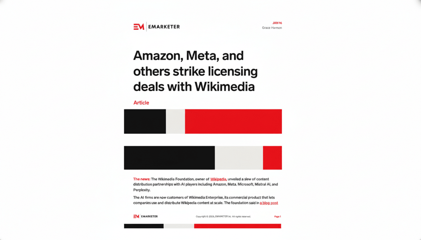 Wikimedia unveils AI deals with Amazon, Meta and Microsoft