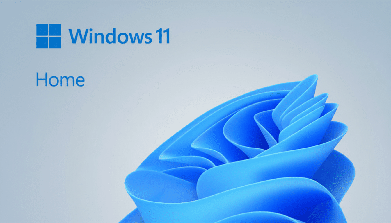 Windows 11 Home logo on an older PC with under $10 upgrade price tag