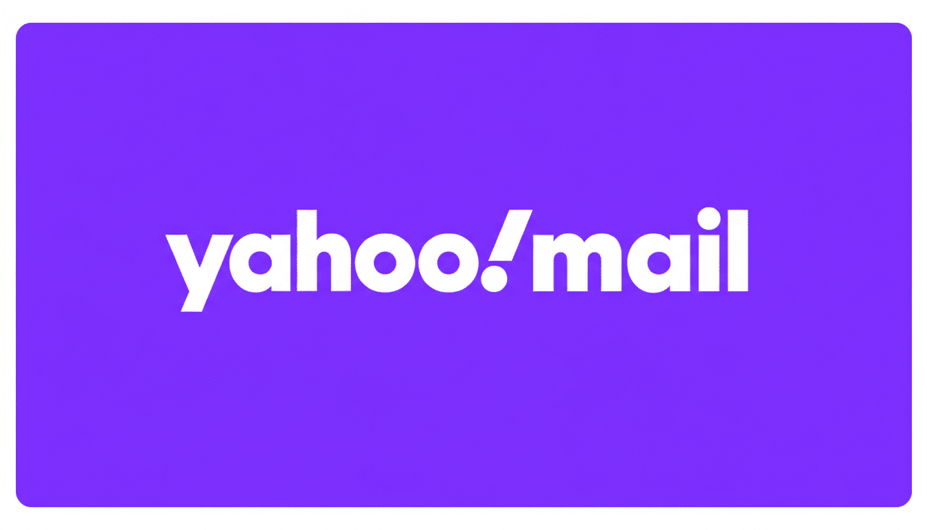 Yahoo Mail logo with outage warning banner, service restored
